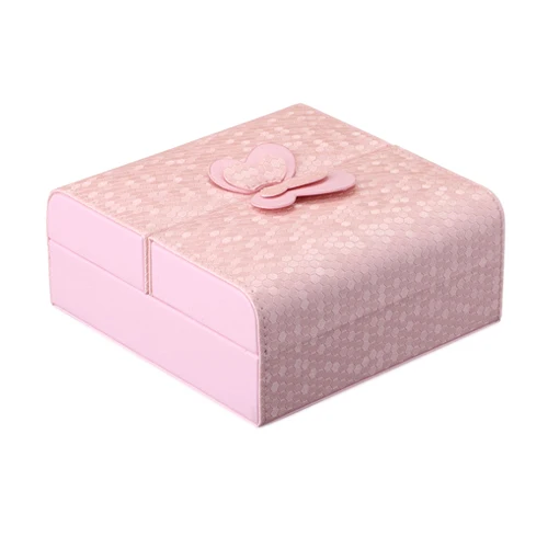 Модная полиуретановая шкатулка для украшений серьги ожерелье Кольца Браслет Дисплей Чехол для женщин органайзер для хранения косметики Подарочная коробка аксессуары - Цвет: Pink