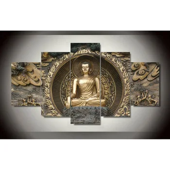

5 pieces Framed Print Buddha Painting On Canvas Art picture For Living room wall decor Home decor wall art Painting