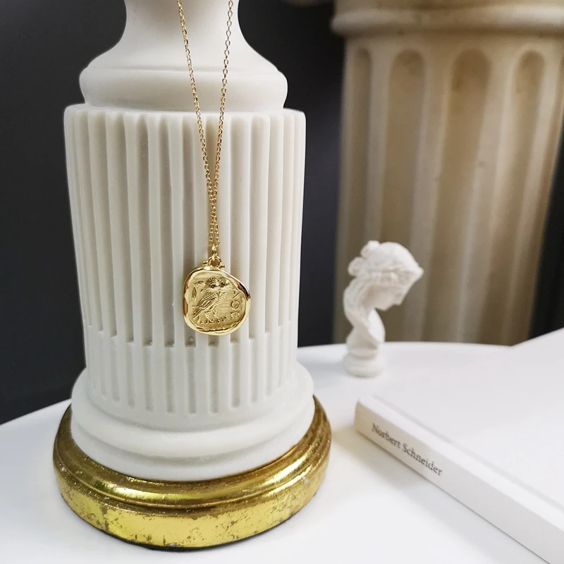 925 Стерлинговое Серебро, сова, золотое ожерелье, простой модный дизайн, индивидуальные ожерелья с кулоном в виде совы для женщин,, хорошее ювелирное изделие