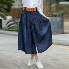 Большие размеры 5xl 6xl, длинная джинсовая юбка, Женская однотонная длинная юбка, натуральная Талия, Женская Повседневная джинсовая юбка с большим подолом на пуговицах