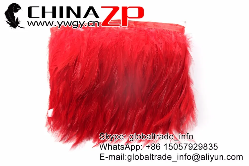 Red Rooster Neck Hackle Feathers Fringe Trim (1)
