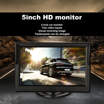 

5 Inch HD Car Monitors Rear View Backup Reverse Camera Color Screen 2 Video Inputs Suppot DVD VCD Display Television