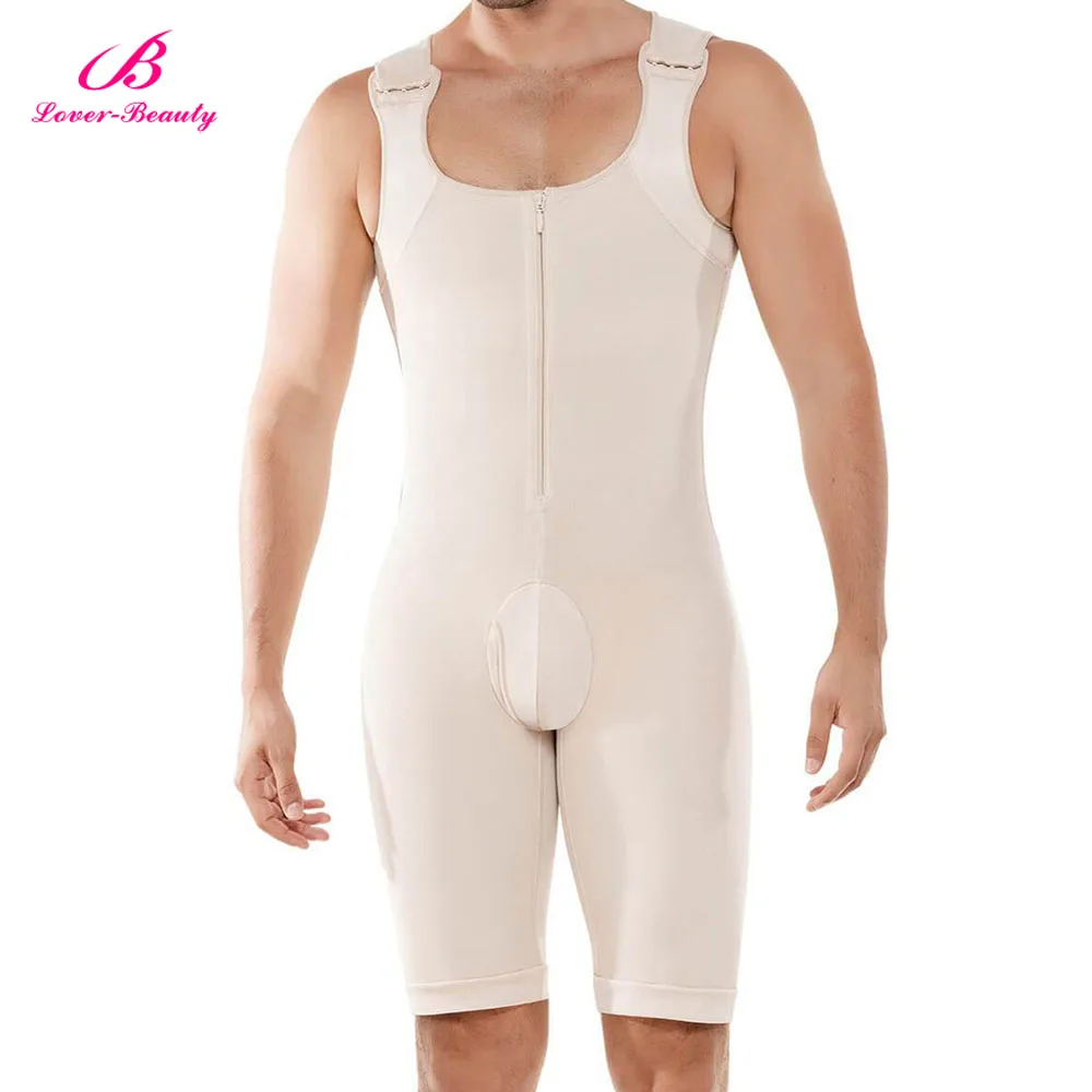 

Lover Beauty Body Shapewear Men Full Body Shaper Push Up Slim Front Zipper Abdomen Tight Waist Bodysuit Open Crotch Shaper