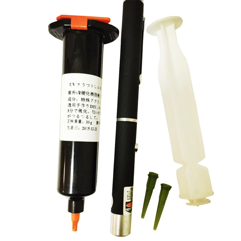 

Crystal glue UV hard resin DIY UV Craft resin for small parts UV9805 and uv laser pen point laser source uv curing pen