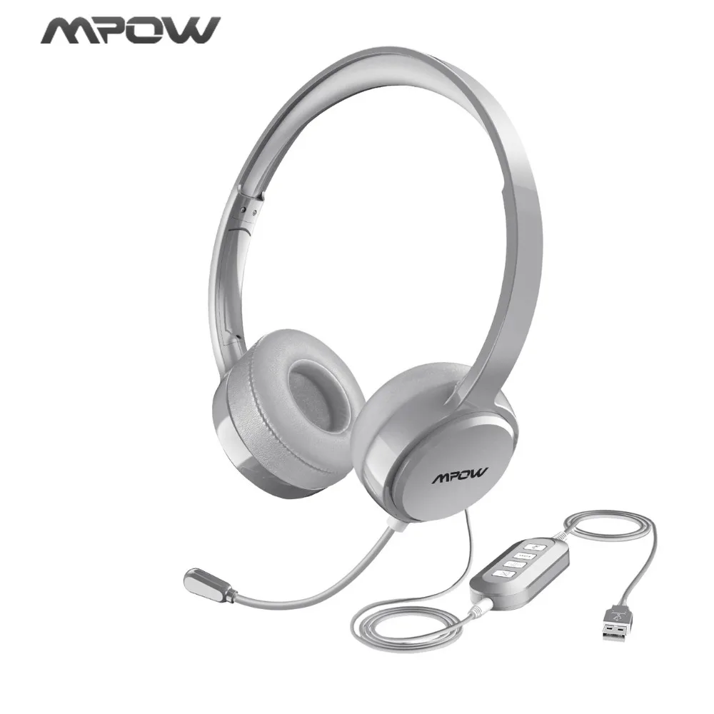 Mpow Wired Headphone USB/3.5mm Plug Noise Reduction Flexiable Microphone Headset For Skype Call Center Game Windows 10 Mac PC Mpow Wired Headphone USB/3.5mm Plug Noise Reduction Flexiable Microphone Headset For Skype Call Center Game Windows 10 Mac PC