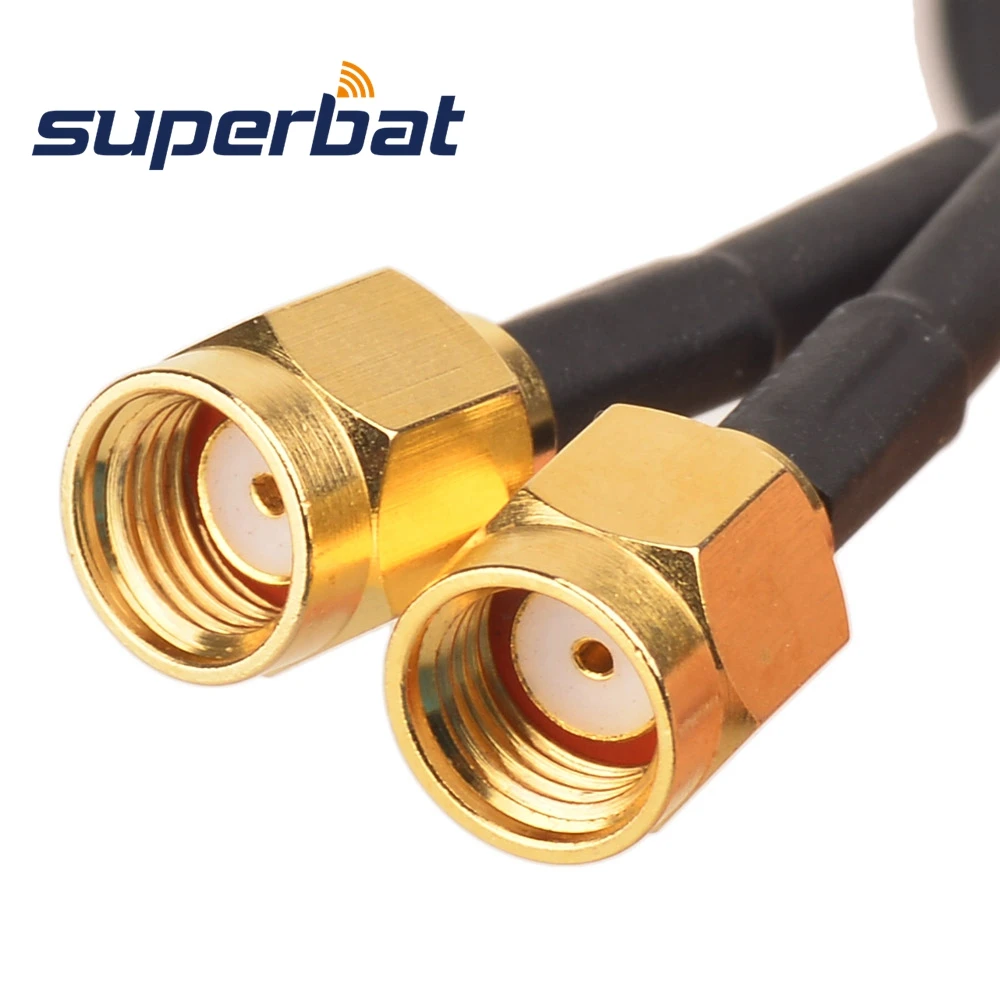 Superbat Dual Antenna 6DBi Omni Directional RP-SMA Plug Male(Female pin) Connector for Indoor WiFi Wireless Range Signal