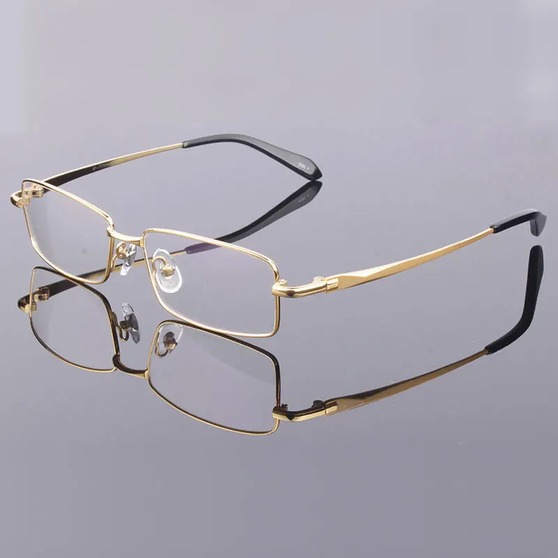 Оптические титановые очки оправа Рецептурные очки зрение коррекция очки сплав оправа металлические полный обод очки для глаз - Цвет оправы: Золотой