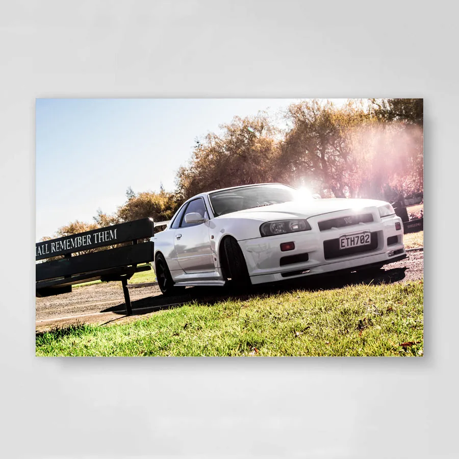 Классический автомобиль Nissan Skyline GT R R34 супер настенный плакат картина холст ткань