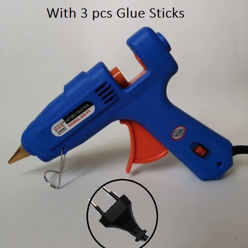 

WWW KLY 60W / 100W EU Plug DIY Hot Melt Glue Gun with 3pcs 11mm Stick Heat Temperature Hand Tool Thermo Glue gun Copper Nozzle