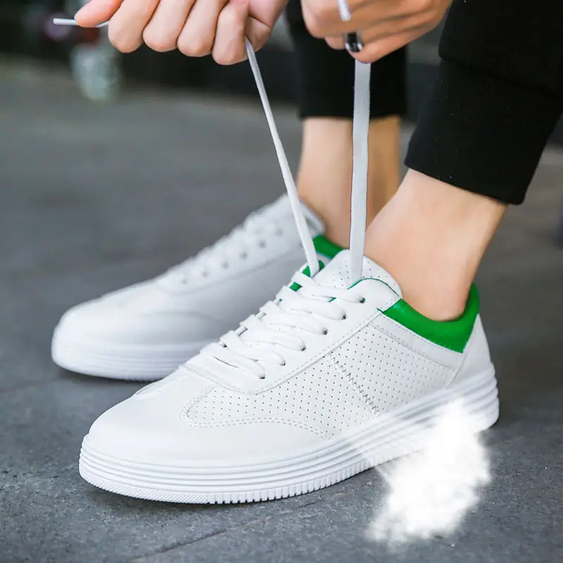 

Summer Canvas Man Recreational Breathable Small White Shoe Student Thick Bottom Heighten Board Shoe