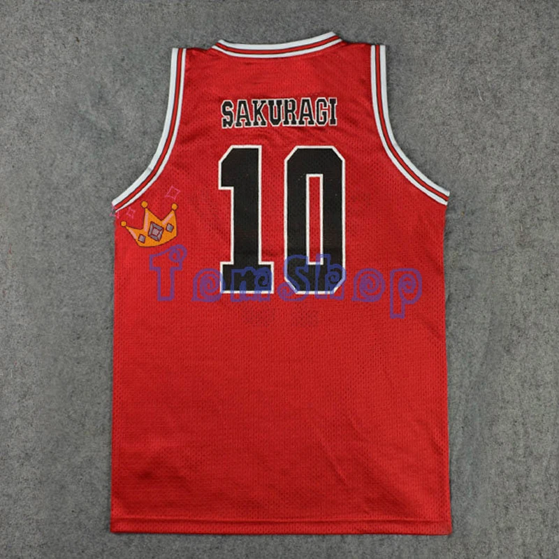 مدرسة تأثيري slam دونك shohoku فريق #10 sakuragi hanamichi جيرسي قمم قميص الرياضة ارتداء موحد الحجم ml xl xxl