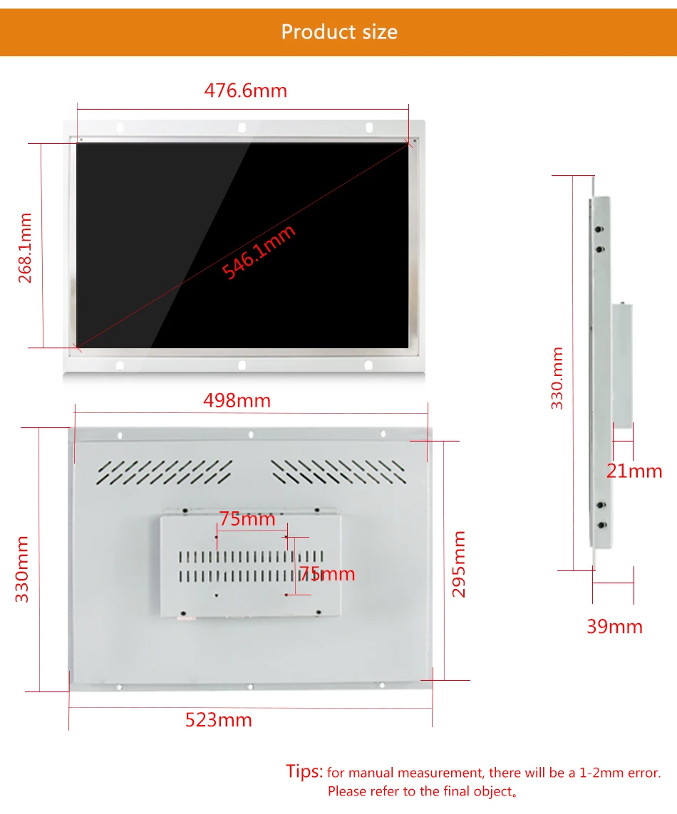 21.5/21 "VGA/AV/BNC/HDMI интерфейс промышленной открытым Рамки Управление мониторинга машины- сенсорный металла В виде ракушки ЖК Monitor1920 * 1080