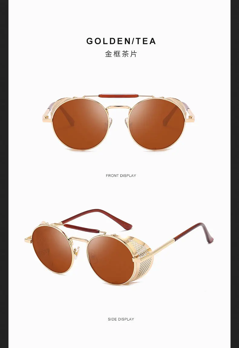 Ретро круглые металлические солнцезащитные очки в стиле стимпанк для мужчин и женщин, роскошные брендовые дизайнерские высококачественные очки Oculos De Sol с защитой от ультрафиолета