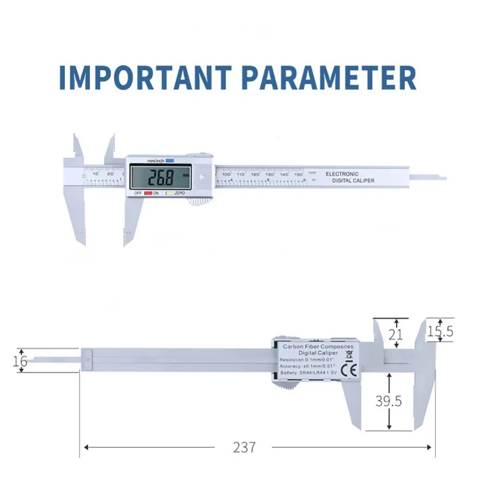 1 шт. 150 мм ЖК электронный цифровой штангенциркуль PA66 микрометр измерительный инструмент линейка штангенциркуль