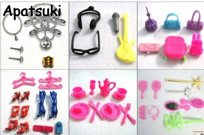 50pcs set Doll Accessories For Barbie Dollhouse Kids font b Toy b font Mix Style Necklace