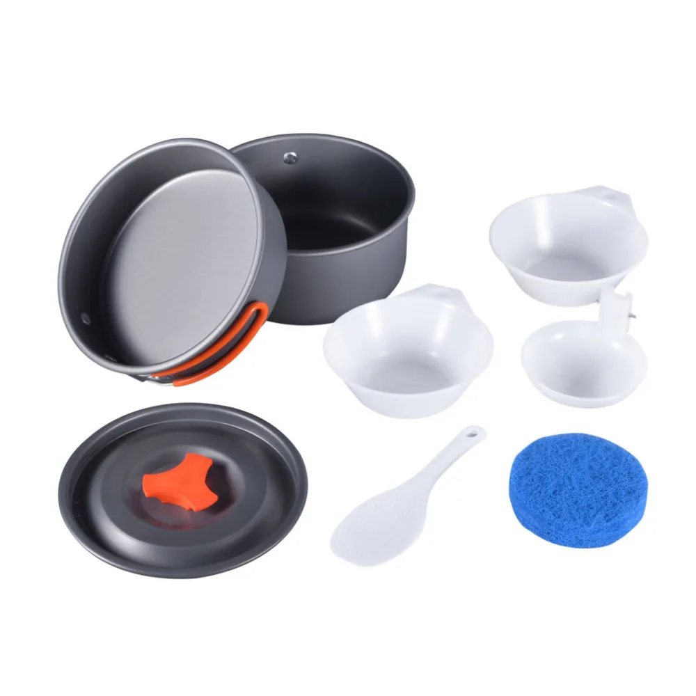 

Worldwide 8pcs Backpacking Cooking Picnic Outdoor Camping Hiking Cookware Bowl Pot Pan Set camping tools