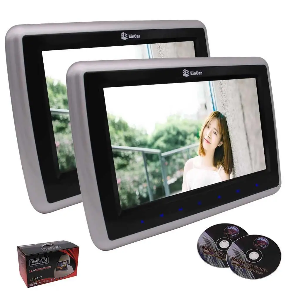 

2x 10.1 inch HD TFT LCD Car pillow dvd cd video Headrest Monitor DVD Video Player USB/SD/HDMI/FMremote control IR non-Headphone