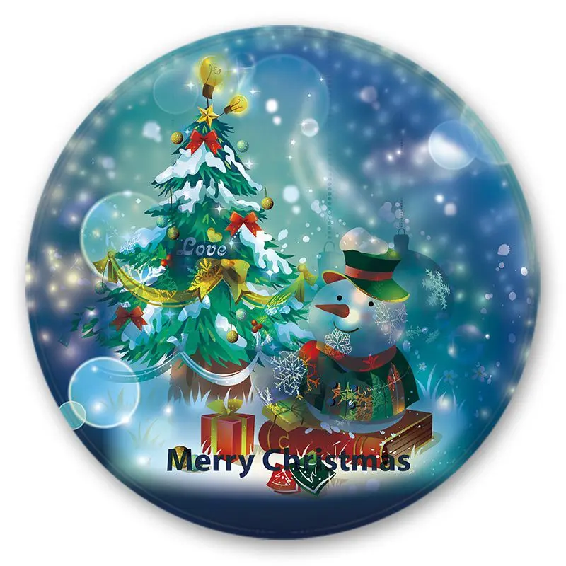 

Christmas Themed Round Area Rug Soft Flannel Non-Slip Floor Mat Carpet Holiday Home Decorations
