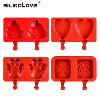 

Cartoon Ice Cream Popsicle Molds Silicone Frozen Ice Lolly Maker Holder With Sticks Children Pop Mould Lolly Tray Mould