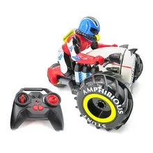 Flytec 989-333 2,4 г амфибия три колеса трюк rc автомобиль Лодка игрушки с светодиодный свет для детей мальчик подарок