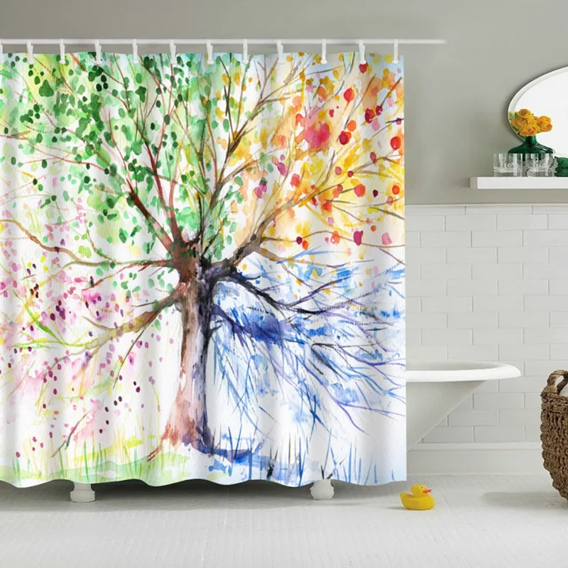 new bathroom waterproof fabric shower curtain with 12 hooks colorful tree pattern waterproof fabric bathroom in shower curtains from home garden on - Colorful Shower Curtains new bathroom waterproof fabric shower curtain with 12 hooks colorful tree pattern waterproof fabric bathroom in shower curtains from home garden on - Colorful Shower Curtains