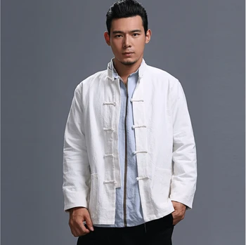 

Spring and autumn fashion chinese style retro frog casual cotton linen cardigan men's outer coat jacket with pocket