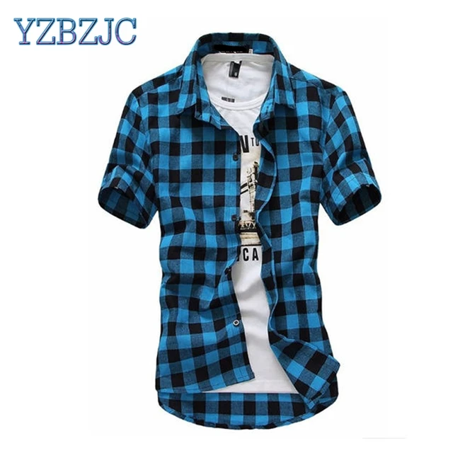 2018 Chemise &Agrave; Carreaux Hommes Chemises Nouvelle D'&eacute;t&eacute; De Mode Chemise Homme Hommes Chemises &Agrave; Carreaux &Agrave; Manches Courtes Chemise Hommes Blouse