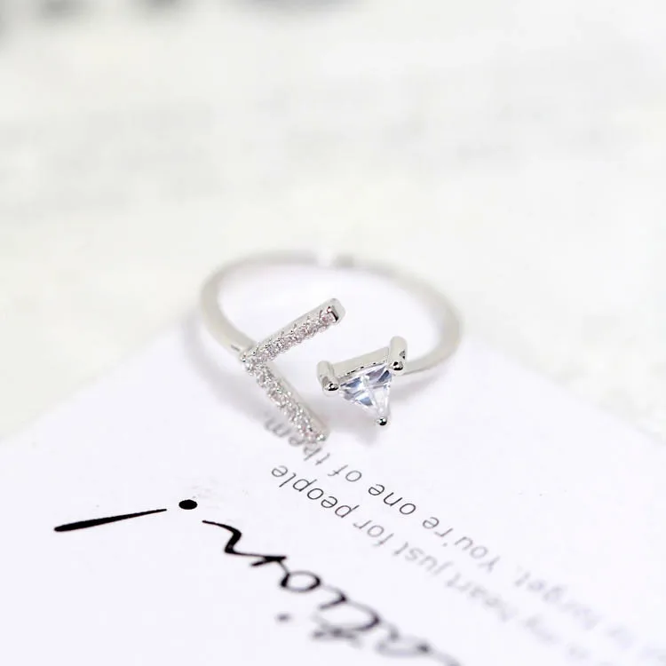 Cupid arrow Cubic Zirconia open ring fadeless alloy fashion jewelry rings Valentine