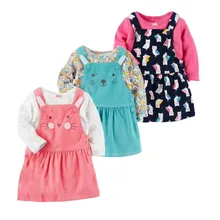 Коллекция года, весенние платья для младенцев Футболка+ платье с длинными рукавами для малышей комплект одежды из 2 предметов милый вельветовый костюм с рисунком для маленьких девочек