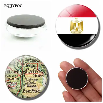 

The Arab Republic of Egypt Flag and Map 30MM Fridge Magnet Flag of Egypt Glass Cabochon Magnetic Refrigerator Sticker Home Decor