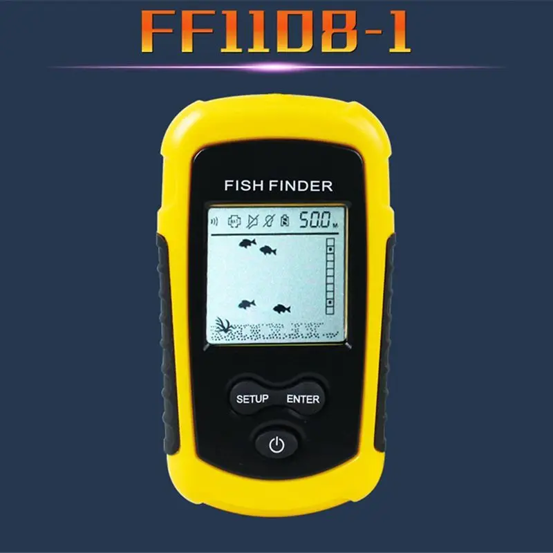 ABLD-FF1108-1 المحمولة سونار إنذار صياد السمك السونار 0.7-100 M محول الاستشعار عمق مكتشف # B3 الأصفر