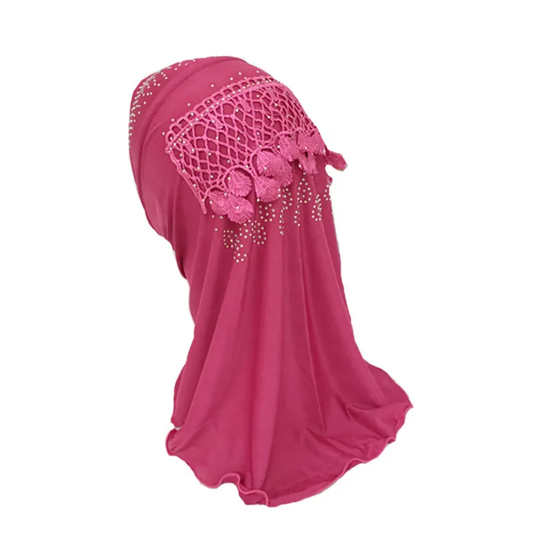 Премиум Дети Девушки мусульманский красивый хиджаб исламский шарф в арабском стиле шали с красивой дрель для девочек от 2 до 5 лет