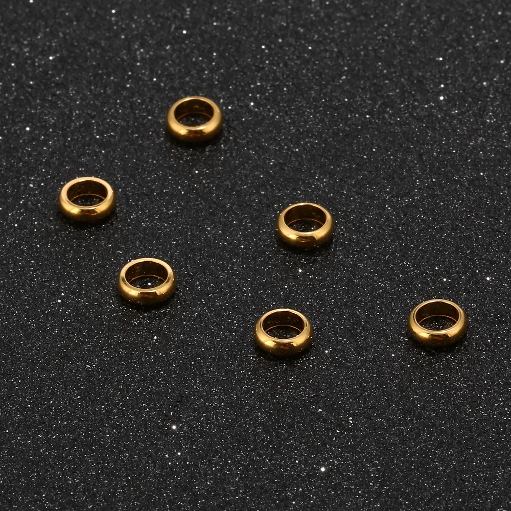 80 шт из нержавеющей стали плоские круглые золотые большие отверстия разделители бусины DIY ювелирных изделий