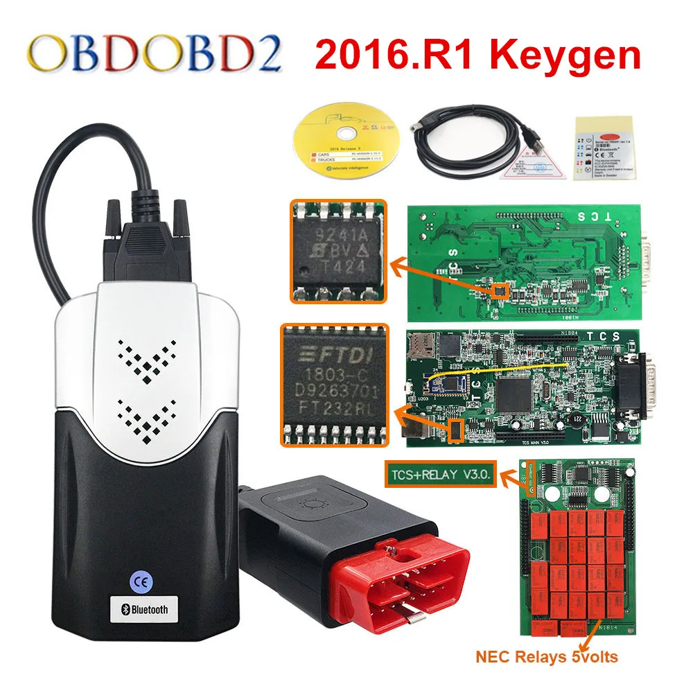 

TCS CDP Pro Bluetooth 2016.R1/2015.R3 Free Keygen V3.0 NEC 9241A Double Green PCB CDP TCS Multidiag OBD2 Auto Truck Diagnostic