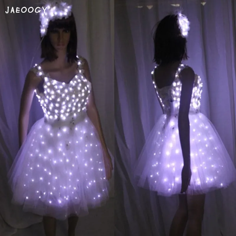 

Free shipping the high quality of the bride dance shine LED dress girl ballet performance women's Christmas gift show props