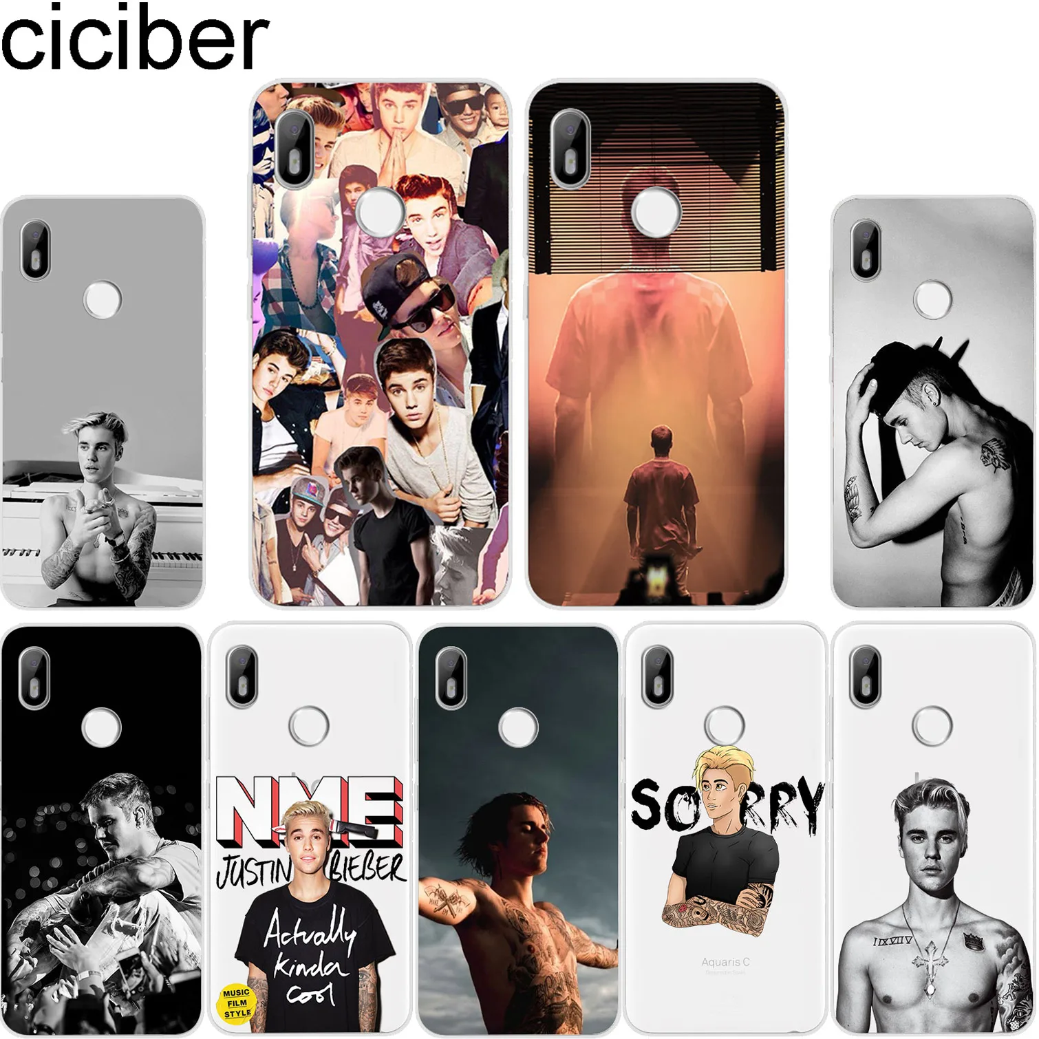

ciciber For BQ Aquaris C U2 U X5 V VS X2 X Lite Pro Plus E5 s E4.5 M5 M5.5 M4.5 Back Cover Clear TPU Phone Cases Justin Bieber
