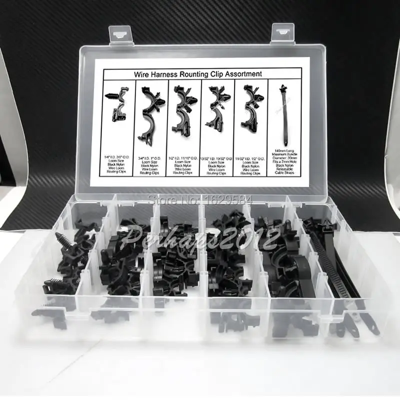 54x Wiring Harness Wire Loom Routing Clip Assortment Convoluted Conduit