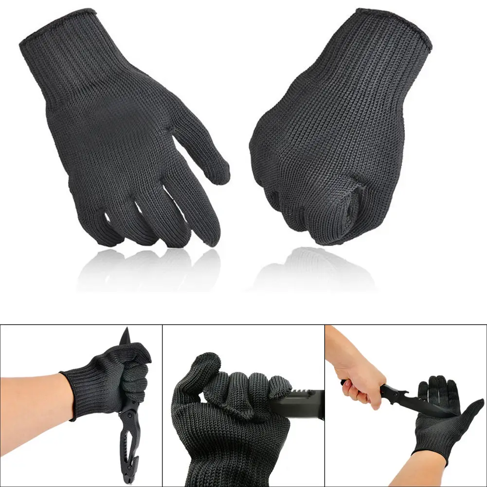 

2x Stainless Steel Wire Safety Works Anti-Slash Cut Proof Stab Resistance Gloves