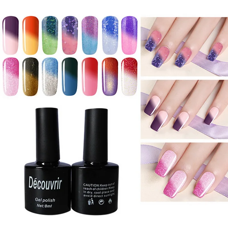 

F.Lashes Gradient Nail Gel Polish Temperature Change Top Quality Shining Long Lasting UV Gel Polish Chameleon Nail Gel Varnish