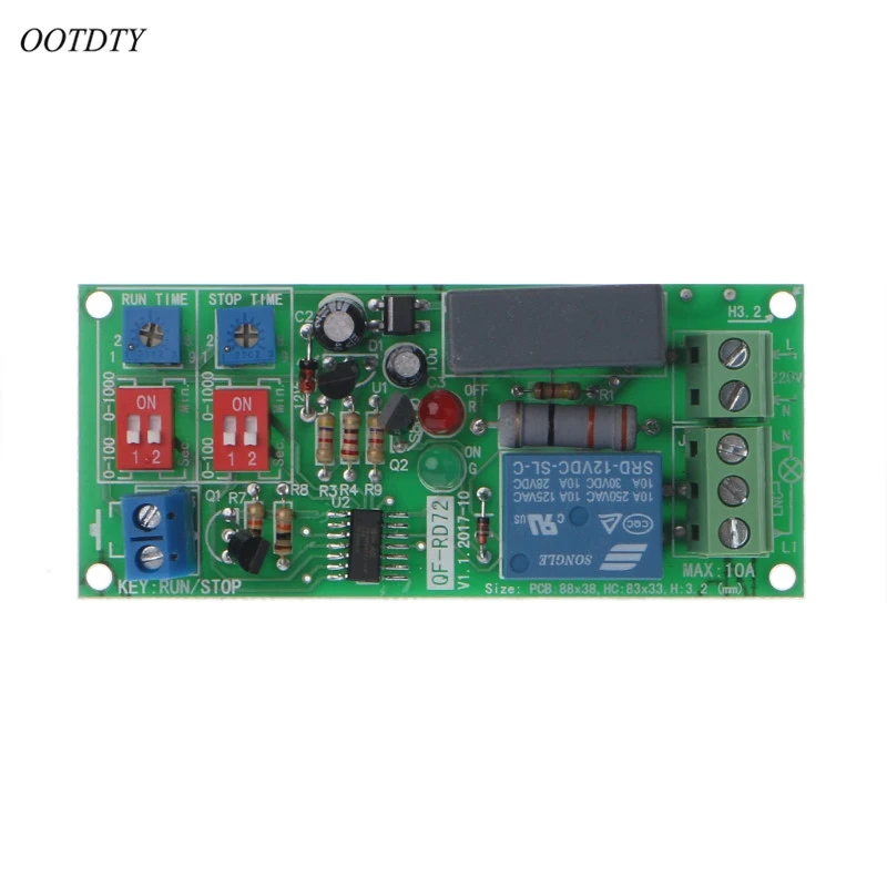 

OOTDTY Cycle Delay Timing Timer Relay Switch Turn ON/OFF Module AC 110V 120V 220V 230V