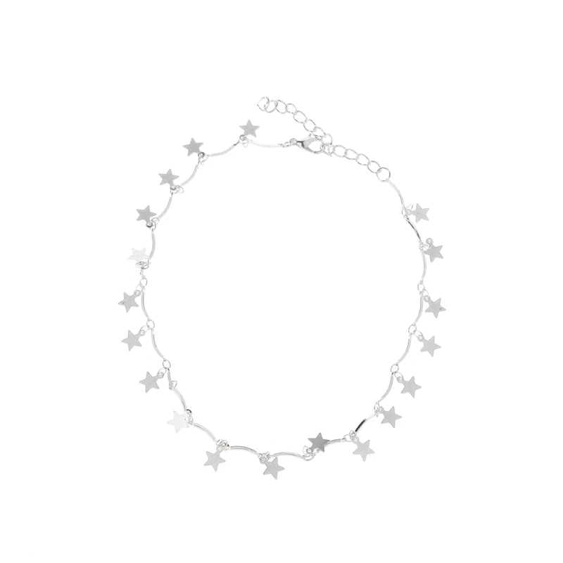 Падающие звезды блестки Чокеры металлические Висячие Звезды Короткие ключицы ожерелье женщины - Окраска металла: White
