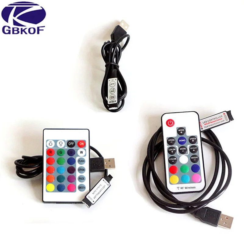 buy 5V USB LED Strip Light 3 Key 24 Key IR Remote 44 Key IR Remote 17 Key Wireless RF Controller For 5050 2835 RGB USB Light