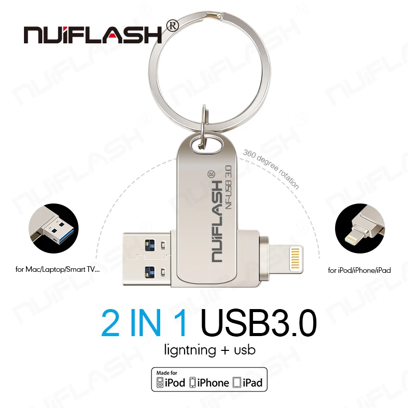 Nuiflash USB флэш-накопитель для iPhone Xs Max X 8 7 6 iPad 16/32/64/128 ГБ флеш-накопитель USB флэш-накопитель "молния" езды на автомобиле