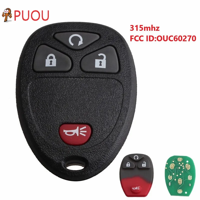 

4 Buttons Car Key Remote Start Keyless 315Mhz for Chevrolet Silverado GMC Acadia Sierra 2008 2009 2010