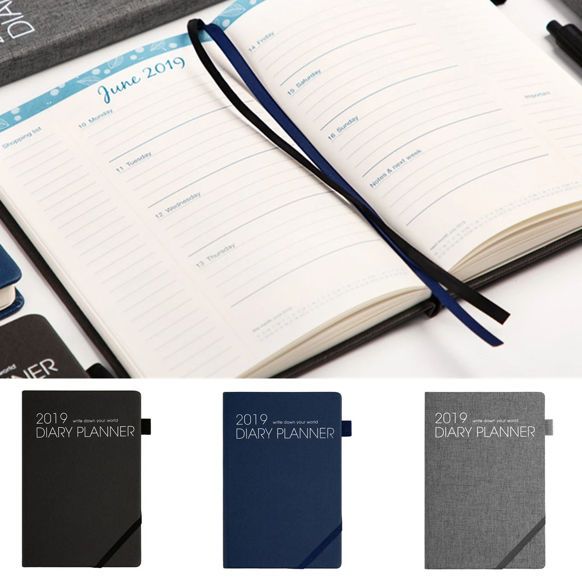 

2019 Diary Scheduler School Study Notebook Diary Weekly Planner Notebook PU Notebooks Agendas Filofax A5 Spiral Office Supplies