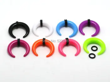 

JEWEL 2mm-8mm uv acrylic full color buffalo horn pincher ear tapers plug body piercing jewelry wholesale mix lots