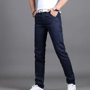 

Men's Solid Long Pants Autumn Men Casual Pants Thin Soft Cotton Slim Pencil Males Trousers Plus Size SAN0