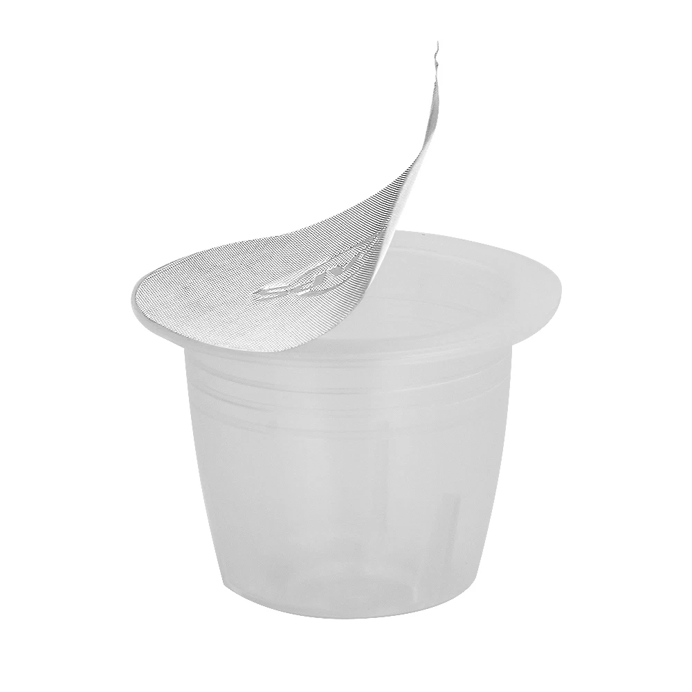 

120 Pcs Disposable Empty Coffee Capsule Cups Pods + 120 Pcs Aluminum Seals Stickers for Nespresso Machines Maker White Color