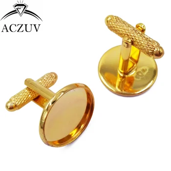 

Gold Plated 100Pcs 12mm 14mm 16mm 18mm 20mm Bezel Cufflinks Blanks Cufflinks Findings Cabochon Base Settings XK-006
