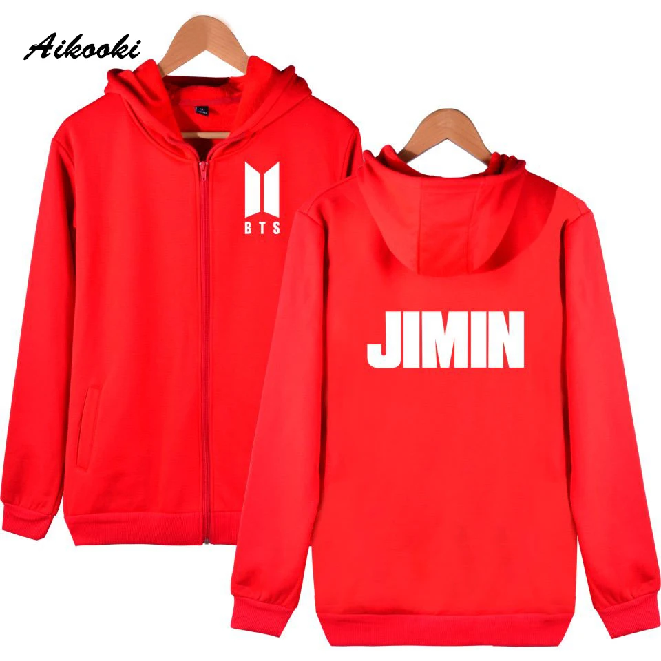 Aikooki Jimin BTS K pop Zipper Hoodies Sweatshirt Women Men Winer Fans